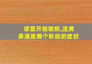 感冒开始咳痰,流黄鼻涕是哪个阶段的症状