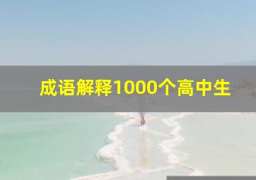 成语解释1000个高中生