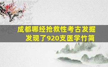 成都哪经抢救性考古发掘发现了920支医学竹简