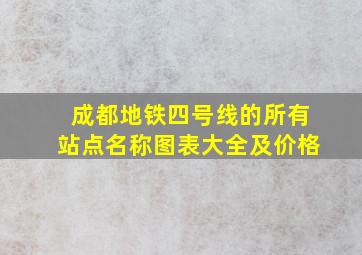 成都地铁四号线的所有站点名称图表大全及价格