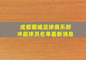 成都蓉城足球俱乐部冲超球员名单最新消息