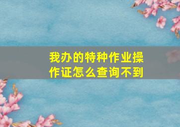 我办的特种作业操作证怎么查询不到