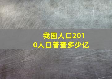 我国人口2010人口普查多少亿