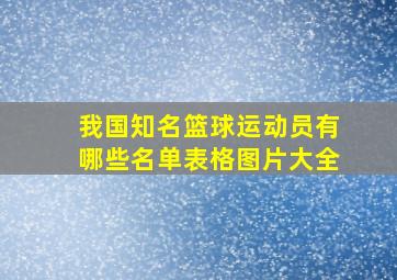 我国知名篮球运动员有哪些名单表格图片大全