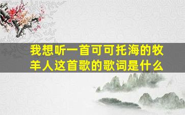 我想听一首可可托海的牧羊人这首歌的歌词是什么