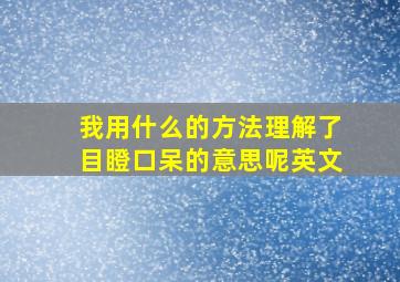 我用什么的方法理解了目瞪口呆的意思呢英文