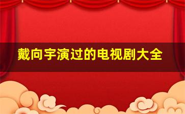 戴向宇演过的电视剧大全