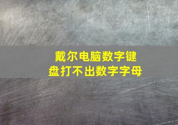 戴尔电脑数字键盘打不出数字字母