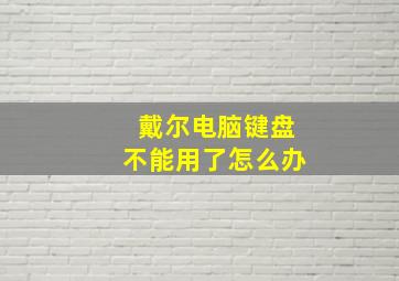 戴尔电脑键盘不能用了怎么办