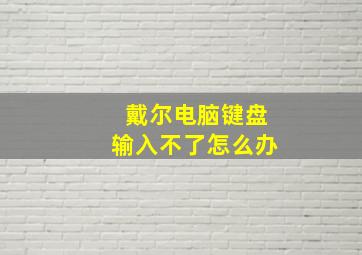 戴尔电脑键盘输入不了怎么办