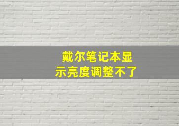 戴尔笔记本显示亮度调整不了