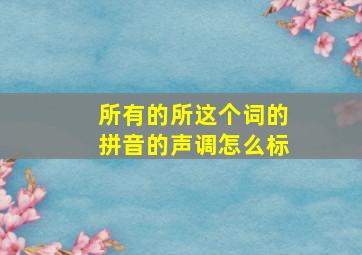 所有的所这个词的拼音的声调怎么标