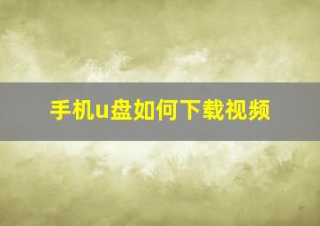 手机u盘如何下载视频