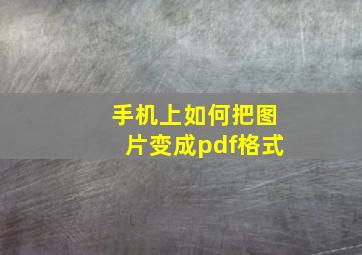 手机上如何把图片变成pdf格式