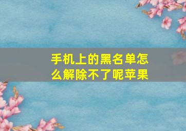 手机上的黑名单怎么解除不了呢苹果