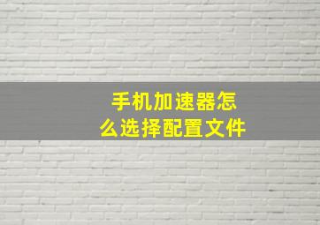 手机加速器怎么选择配置文件