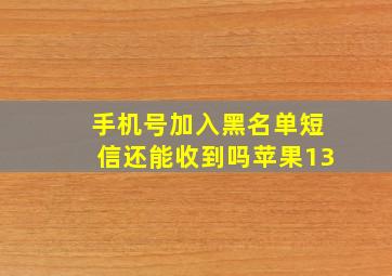 手机号加入黑名单短信还能收到吗苹果13