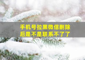 手机号拉黑微信删除后是不是联系不了了