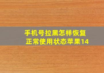 手机号拉黑怎样恢复正常使用状态苹果14