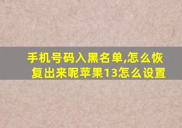 手机号码入黑名单,怎么恢复出来呢苹果13怎么设置