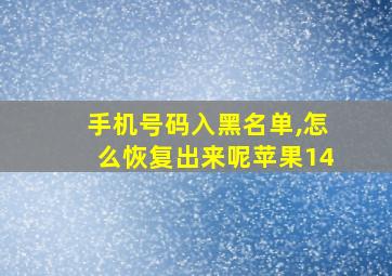 手机号码入黑名单,怎么恢复出来呢苹果14