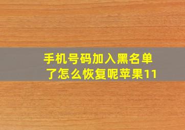 手机号码加入黑名单了怎么恢复呢苹果11