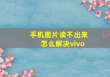 手机图片读不出来怎么解决vivo