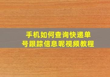 手机如何查询快递单号跟踪信息呢视频教程