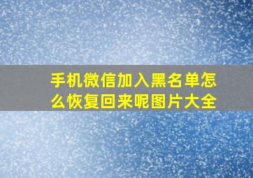 手机微信加入黑名单怎么恢复回来呢图片大全