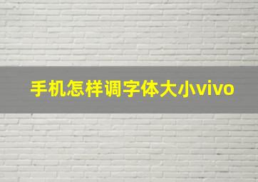 手机怎样调字体大小vivo