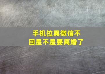 手机拉黑微信不回是不是要离婚了