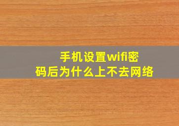 手机设置wifi密码后为什么上不去网络