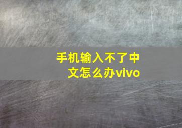 手机输入不了中文怎么办vivo