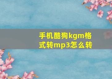 手机酷狗kgm格式转mp3怎么转