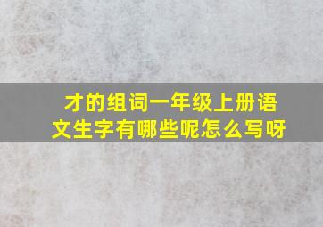 才的组词一年级上册语文生字有哪些呢怎么写呀