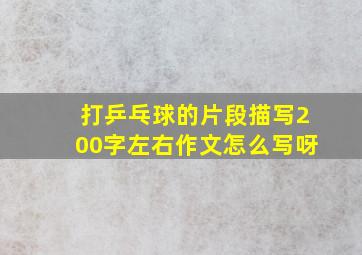 打乒乓球的片段描写200字左右作文怎么写呀