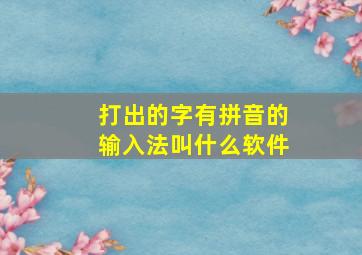 打出的字有拼音的输入法叫什么软件