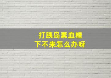 打胰岛素血糖下不来怎么办呀