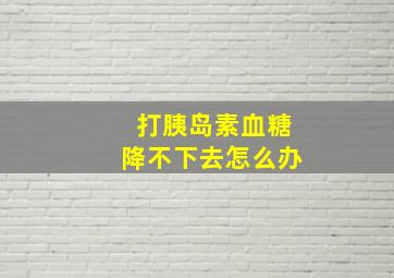 打胰岛素血糖降不下去怎么办