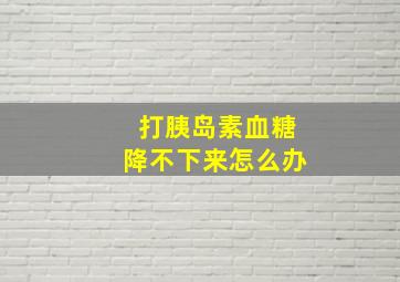 打胰岛素血糖降不下来怎么办