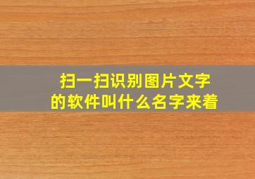 扫一扫识别图片文字的软件叫什么名字来着