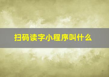 扫码读字小程序叫什么