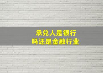 承兑人是银行吗还是金融行业