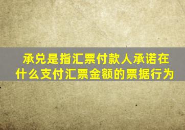 承兑是指汇票付款人承诺在什么支付汇票金额的票据行为