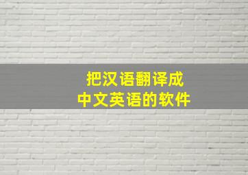 把汉语翻译成中文英语的软件