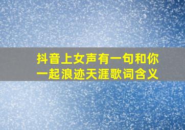 抖音上女声有一句和你一起浪迹天涯歌词含义