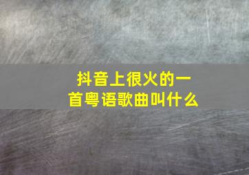 抖音上很火的一首粤语歌曲叫什么