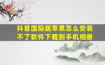 抖音国际版苹果怎么安装不了软件下载到手机相册