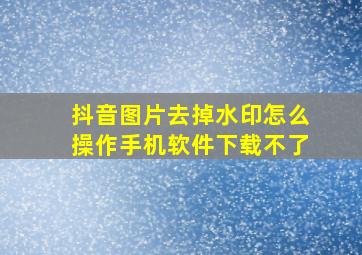 抖音图片去掉水印怎么操作手机软件下载不了