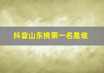 抖音山东榜第一名是谁